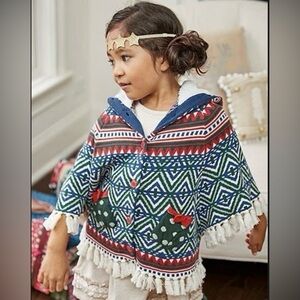 Matilda Jane Girls A Caroling We Go Sweater Poncho Holiday Fringed Size 6